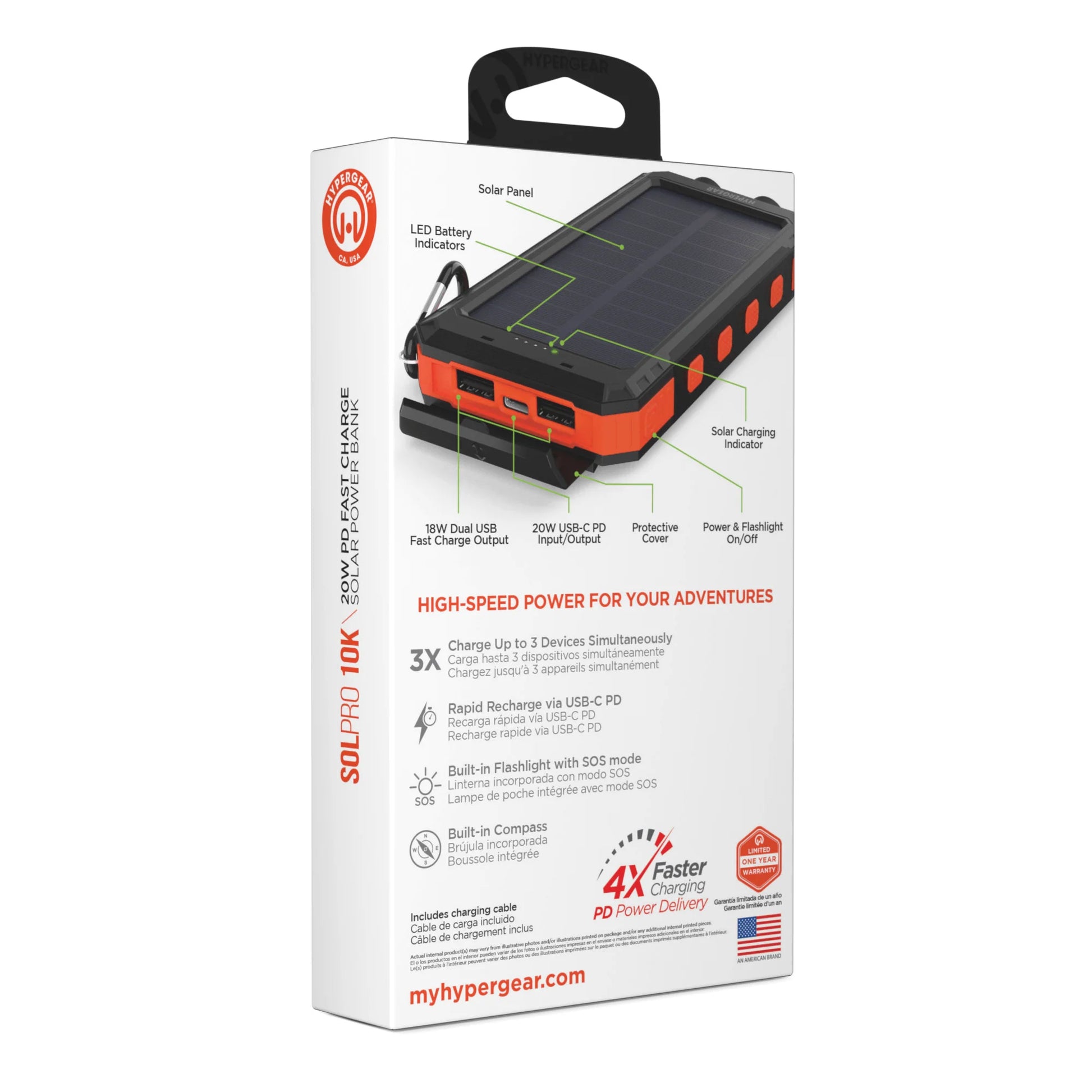 Hypergear Solpro 10K Fast Charge Solar 10000Mah PD Power Bank
