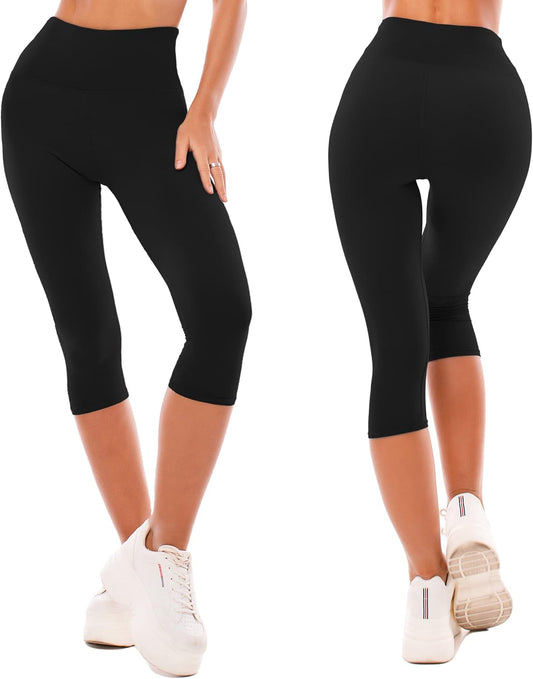 High Waisted Leggings for Women - Full Length Capri Buttery Soft Yoga Pants for Workout Athletic